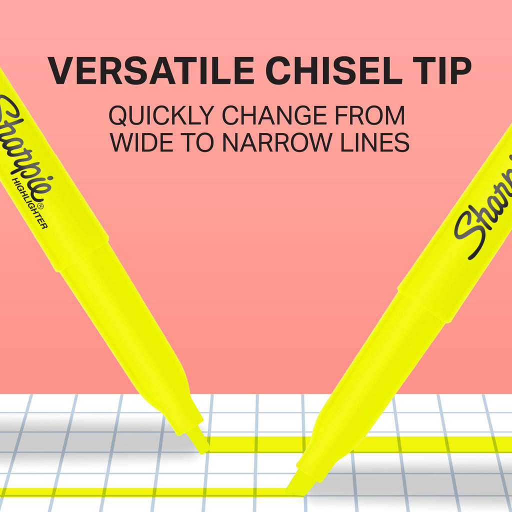 Sharpie® Pocket Style Highlighters, Chisel Tip, Assorted Fluorescent, 4 Pack