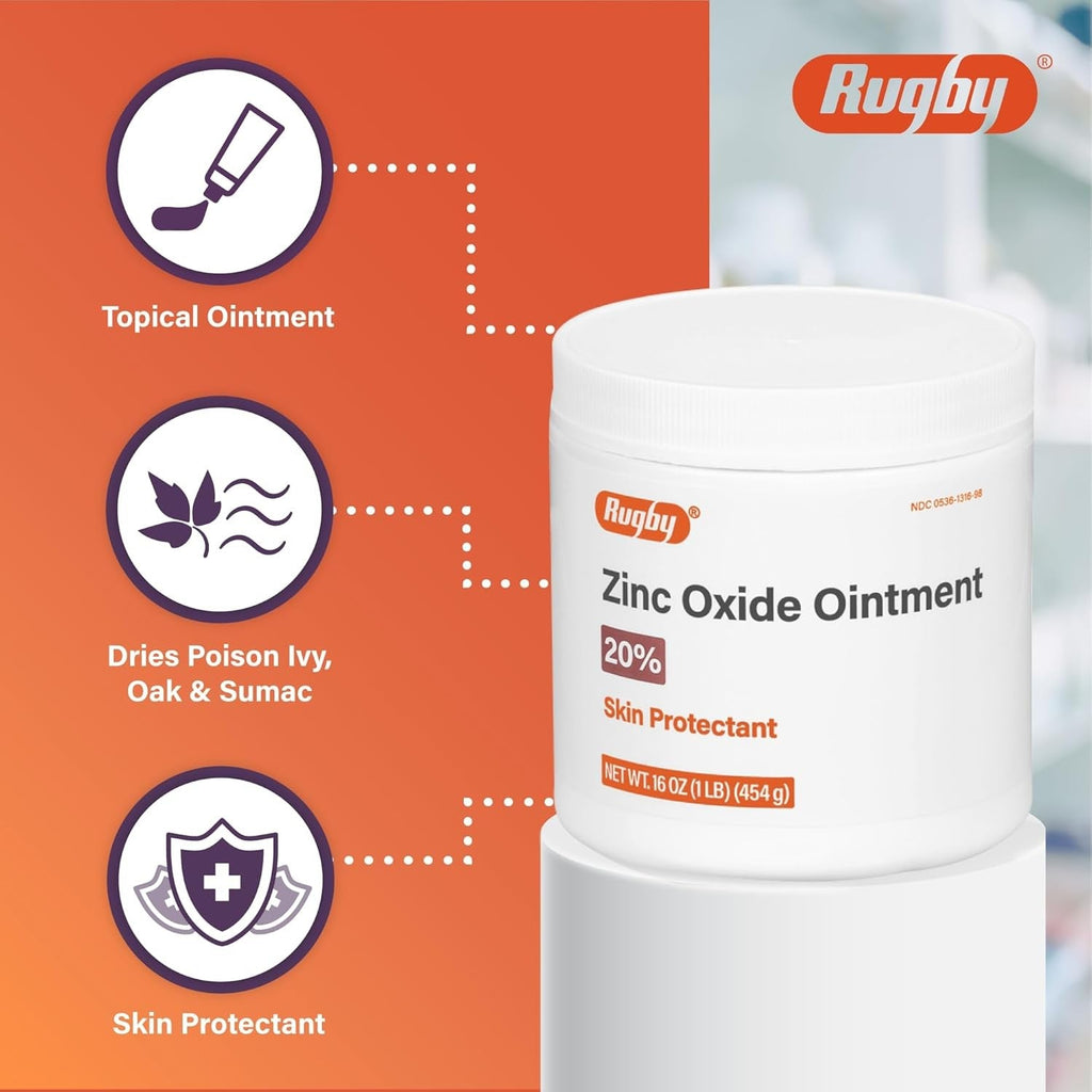 Buy now Rugby Zinc Oxide Ointment Skin Protectant - 20% - 16 Oz (1lb) (454 g) (4 Pack) at indiglob india