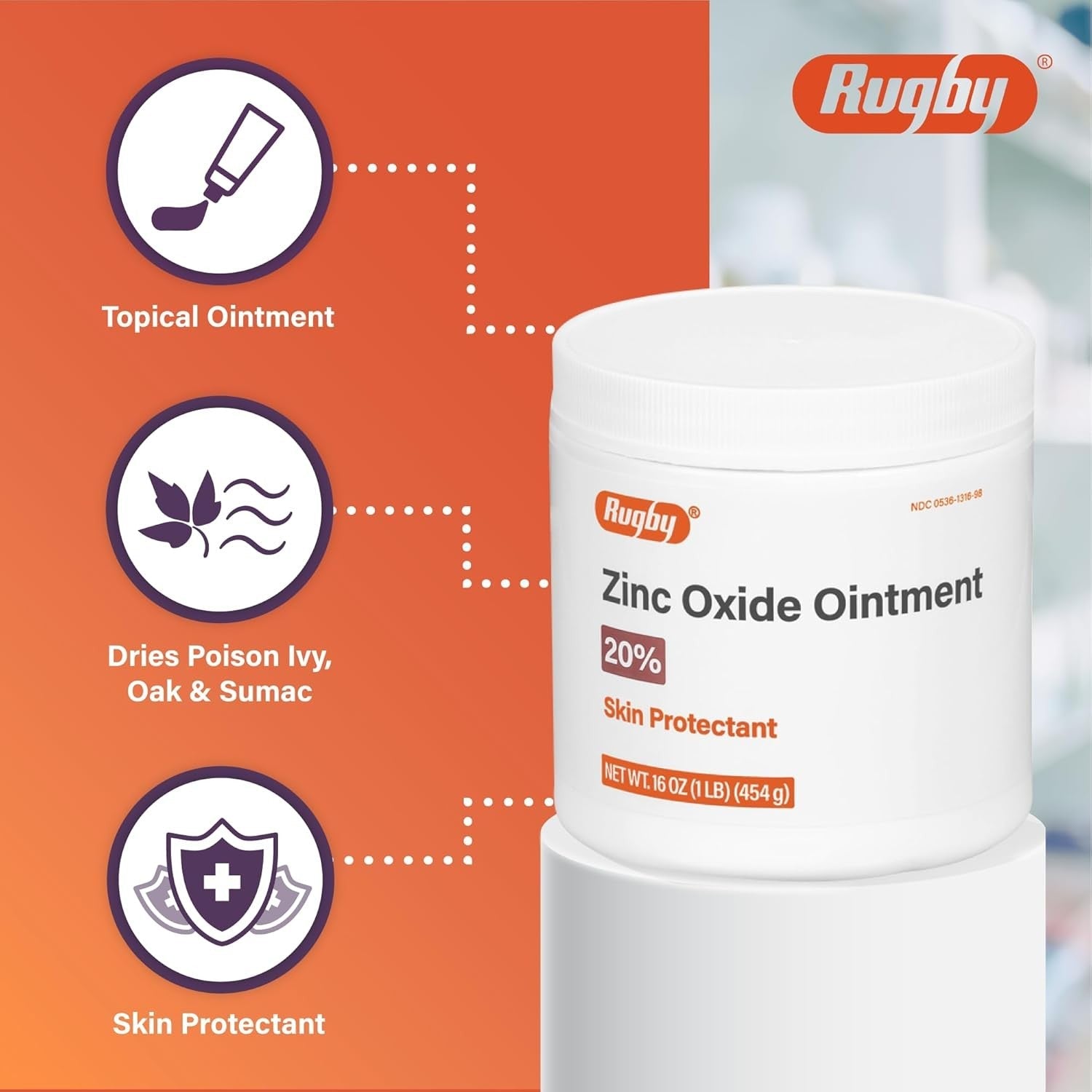 Buy now Rugby Zinc Oxide Ointment Skin Protectant - 20% - 16 Oz (1lb) (454 g) (4 Pack) at indiglob india