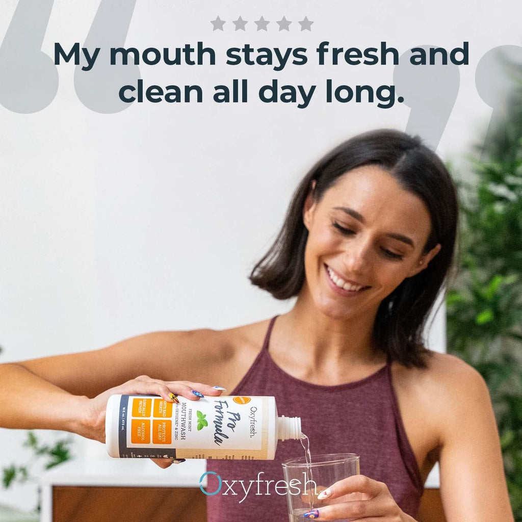Buy now Oxyfresh Premium Pro Formula Fresh Mint Mouthwash â€“ Patented Zinc Mouthrinse for All Day Fresh Breath & Healthy Gums â€“ Refreshing & Alcohol Free Mouthwash | 16oz at indiglob india