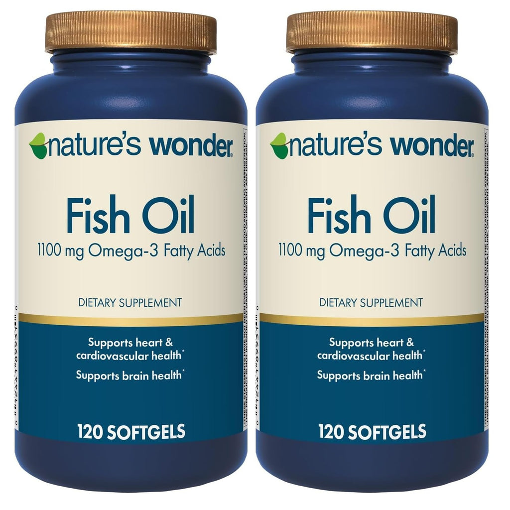 Nature's Wonder Fish Oil 1100mg Omega-3 Fatty Acids EPA & DHA,120 Softgels | Whole Body Support Joint, Heart, Immune, Eye & Brain Health for Women & Men, Rigorously Tested, Gluten-Free, 120 Day Supply