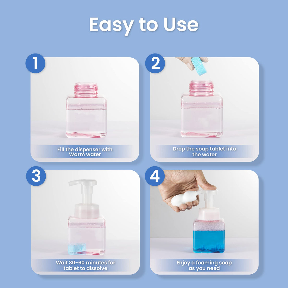 20 Pack Foaming Hand Soap Tablet Refills, 4 Scent, 12g Big Tablets, Makes 240 fl oz Soap Total, Eco Friendly Hand Wash Tablets Lemon, Coconut, Oceanic, Lavender Fragrance