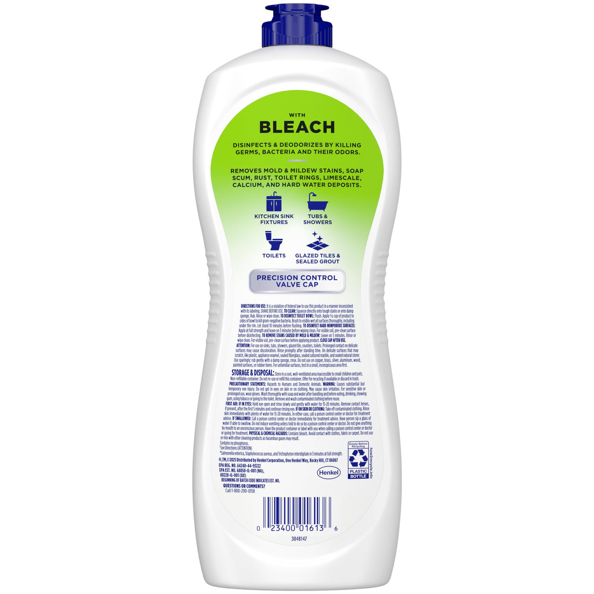 Soft Scrub Cleanser with Bleach, 36 Oz, Multi Surface Cleaner, Germ Kill