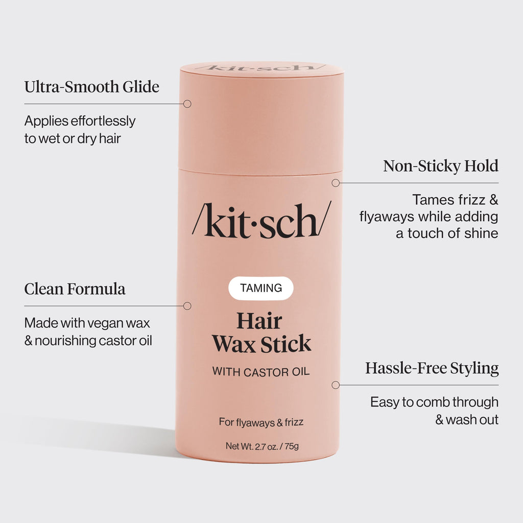 Kitsch Hair Wax Stick for Women & Men with Castor Oil – 2.7 oz | Hair Stick for Flyaways – Slick Stick Hair Styling Product w/ All-Day Hold – No-Residue Formula for Sleek Hair – Made in USA