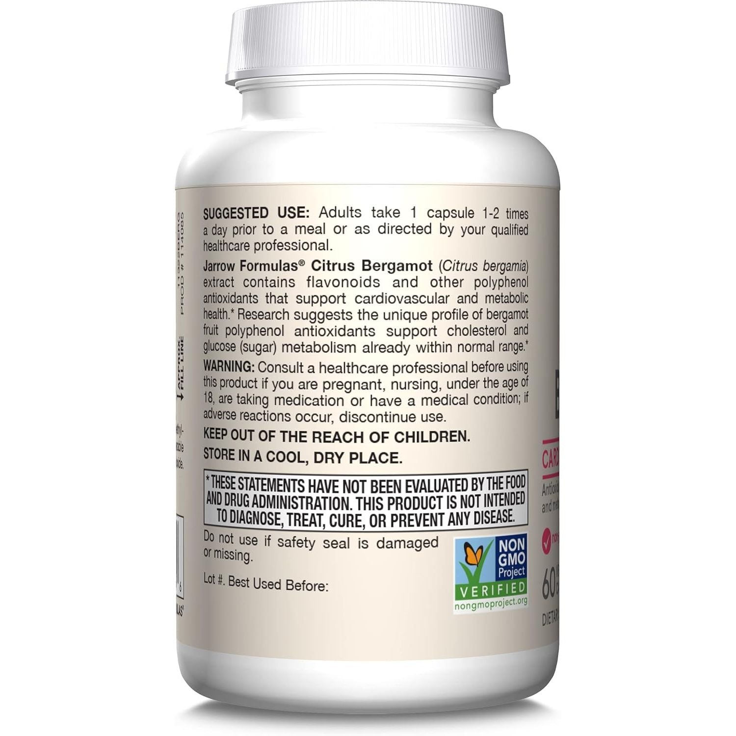Buy now Jarrow Formulas Citrus Bergamot 500 mg - 60 Servings (Veggie Caps) - Antioxidant Support for Cardiovascular & Metabolic Health - Dietary Supplement - Gluten Free - Use QH-Absorb at indiglob india