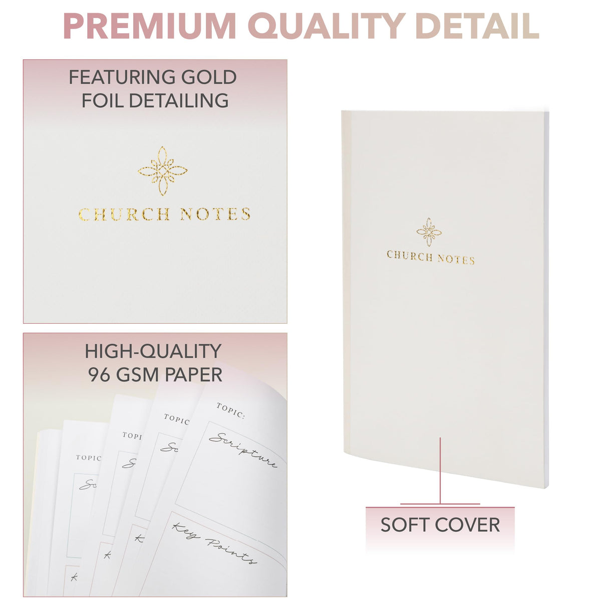 Mr. Pen- Selah Church Notes Journal – Gold Foil Cover, 5.1” x 7.8”