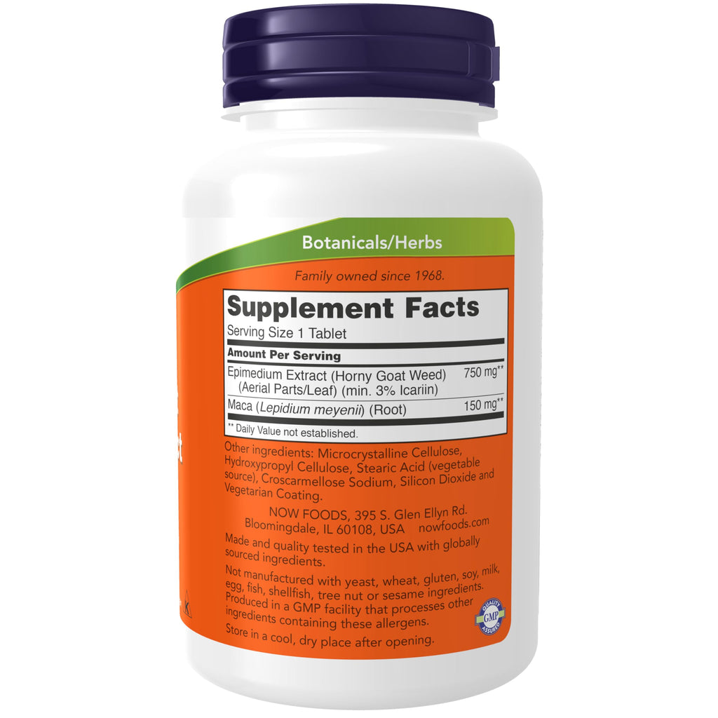 Buy now NOW Supplements, Horny Goat Weed Extract 750 mg Plus 150 mg of Maca Root, Tonifying Herb*, 90 Tablets at indiglob india