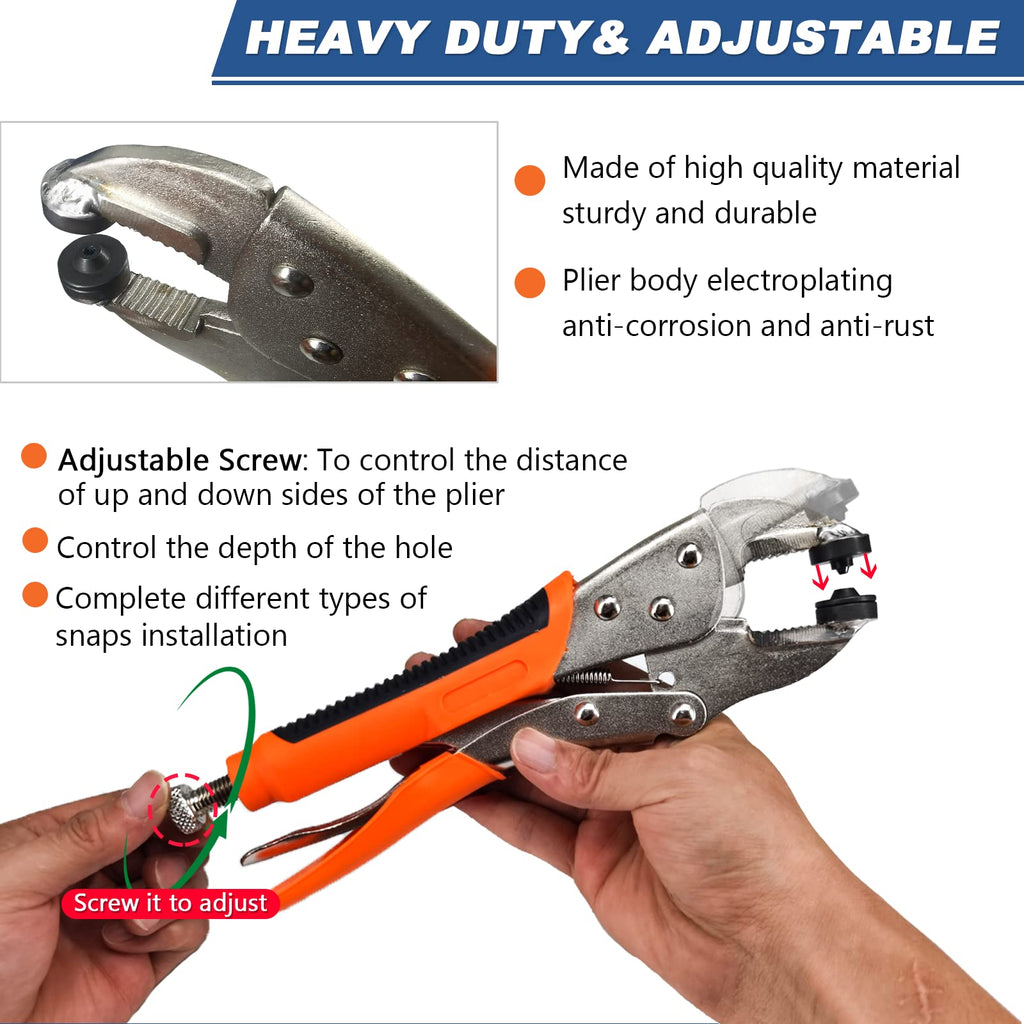 Snap Fasteners Kit, Heavy Duty Fastener Tool and 60-Set 15mm Marine Snaps