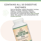 Digestive Enzymes 800mg, All 10 Essential Enzymes, Bloating + Meal Comfort | Digestive Enzyme Supplement for Bloating + Gas Relief, Amylase, Lipase, Lactase + Bromelain + 6 More, Take With Meals
