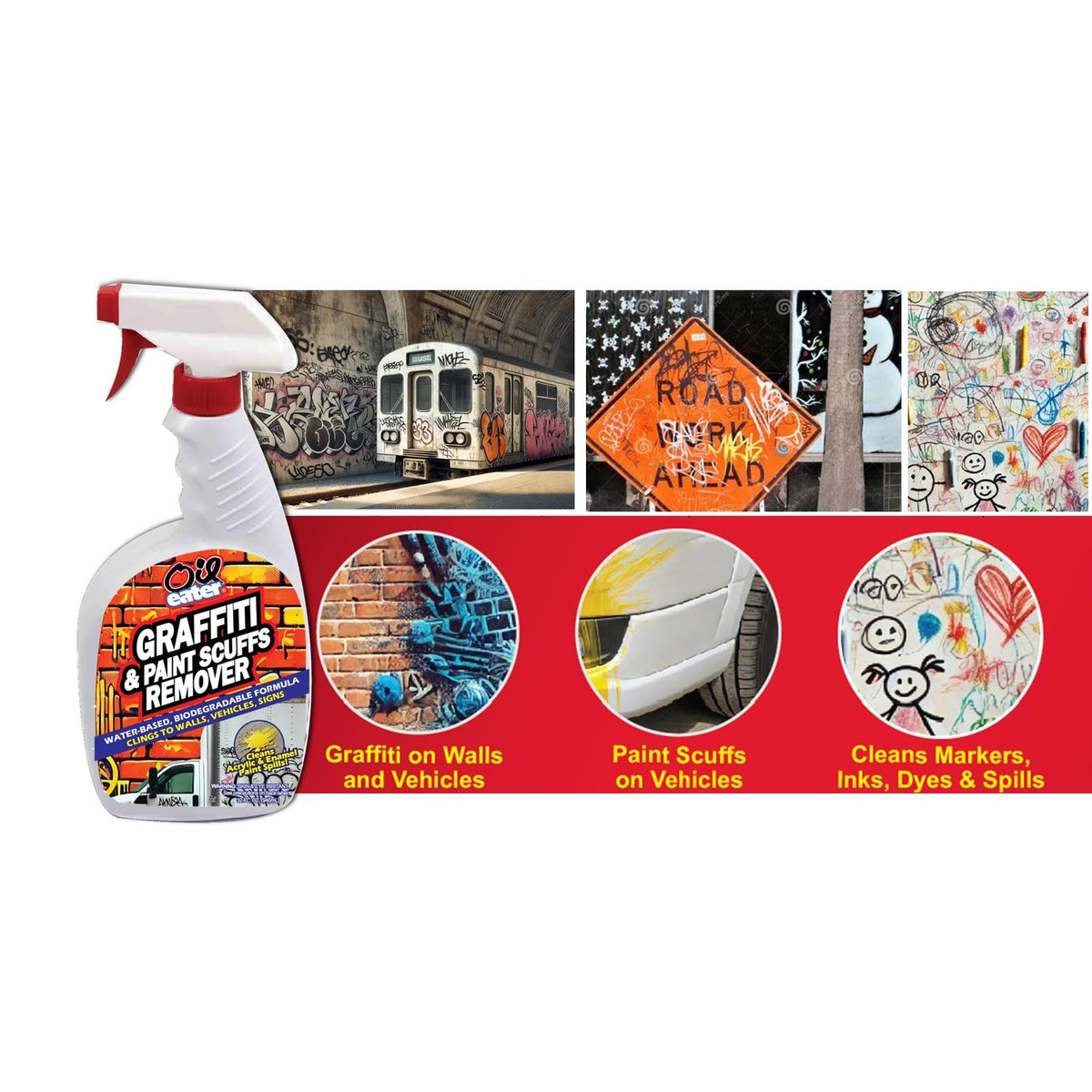 Pro Strength Cleaner for Graffiti, Paint Scuff, Overspray, Paint Spills, Permanent Markers - Brick Walls, Vehicles, Signs, Painted Walls & More