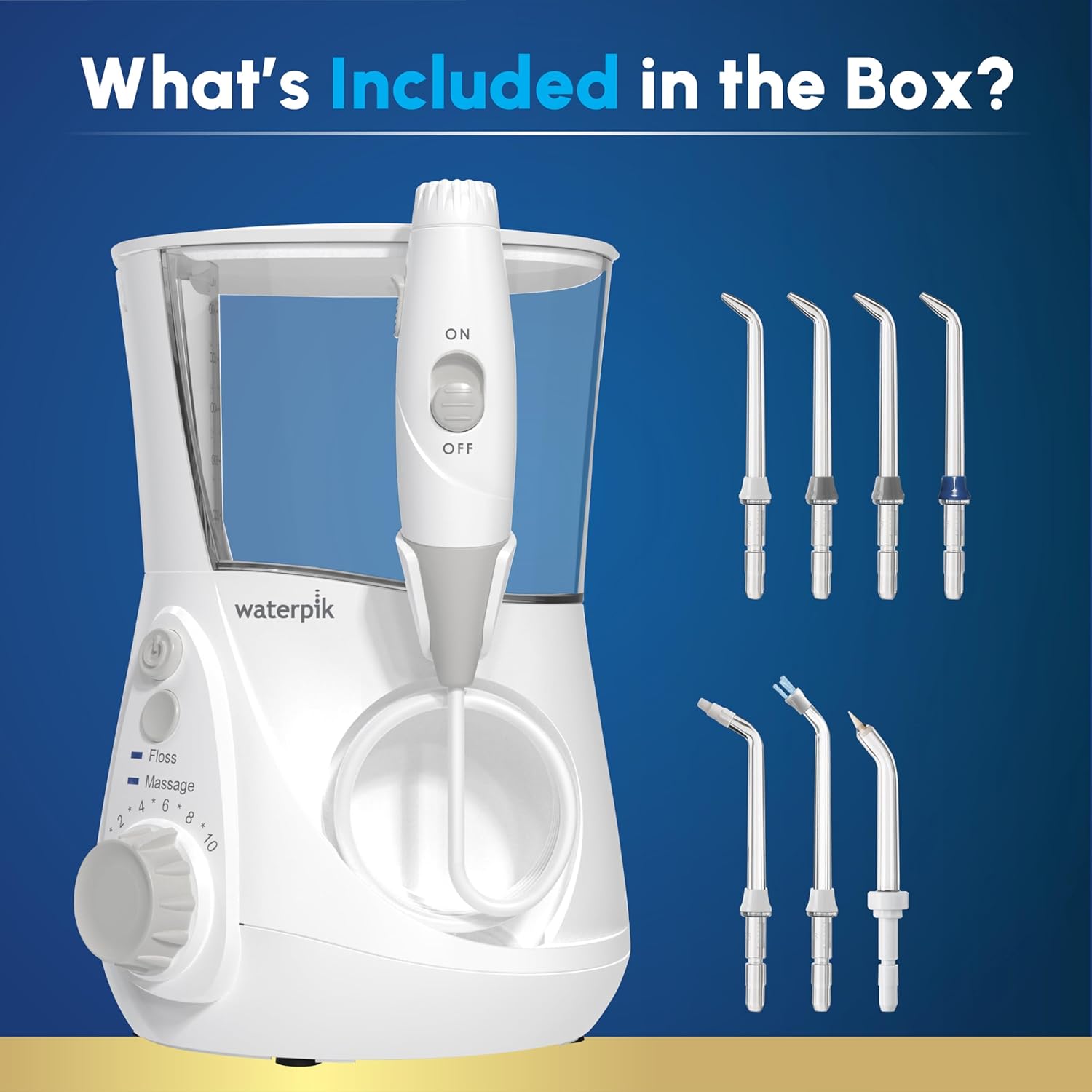 Buy now Waterpik Aquarius Water Flosser For Teeth Cleaning, Gums, Braces, Dental Care, Electric Power With 10 Settings, 7 Tips For Multiple Users And Needs, ADA Accepted, White WP-660, Packaging May Vary at indiglob india