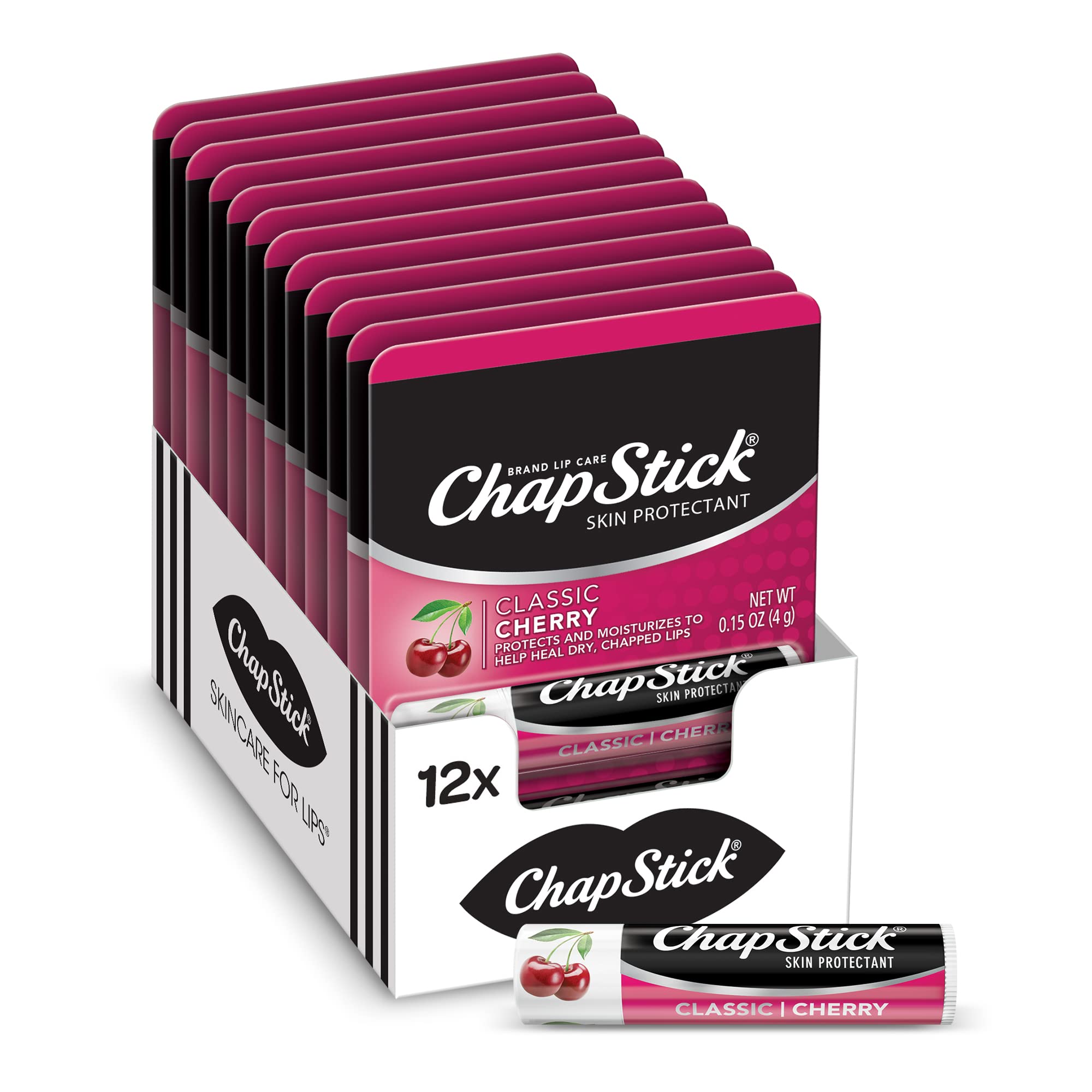 Buy now ChapStick Classic Cherry Lip Balm Tube, Flavored Lip Balm for Lip Care on Chafed, Chapped or Cracked Lips - 0.15 Oz (Pack of 12) at indiglob india
