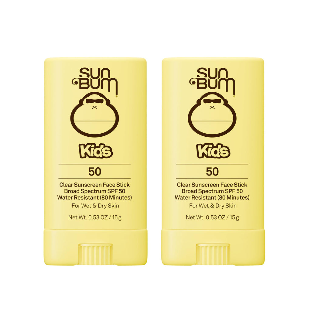 Sun Bum Kids SPF 50 Clear Face Stick Sunscreen - Travel Size, 0.53 oz | Wet or Dry Skin Application, Broad Spectrum with Vitamin E, Hawaii Act 104 Compliant (Without Octinoxate & Oxybenzone)