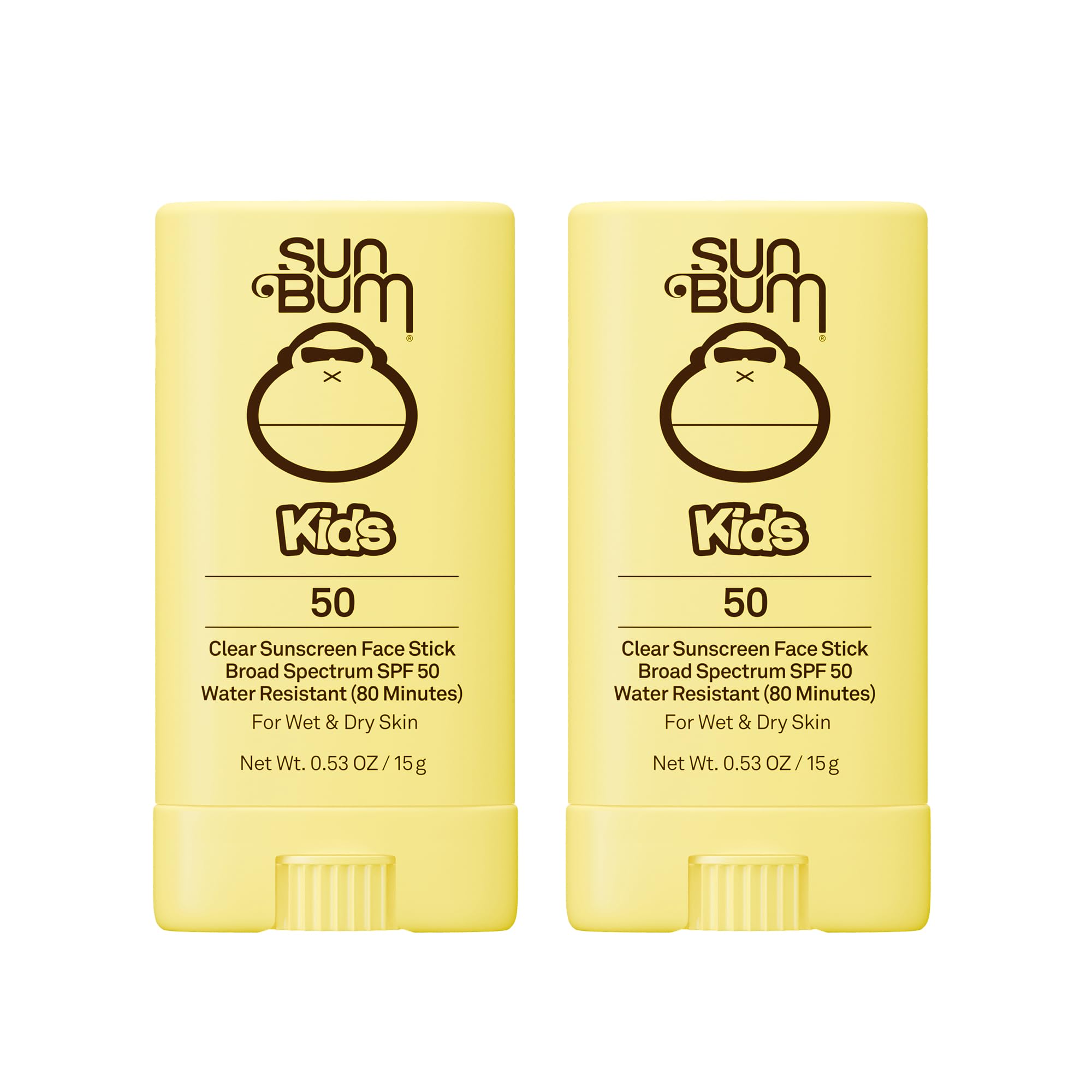 Sun Bum Kids SPF 50 Clear Face Stick Sunscreen - Travel Size, 0.53 oz | Wet or Dry Skin Application, Broad Spectrum with Vitamin E, Hawaii Act 104 Compliant (Without Octinoxate & Oxybenzone)
