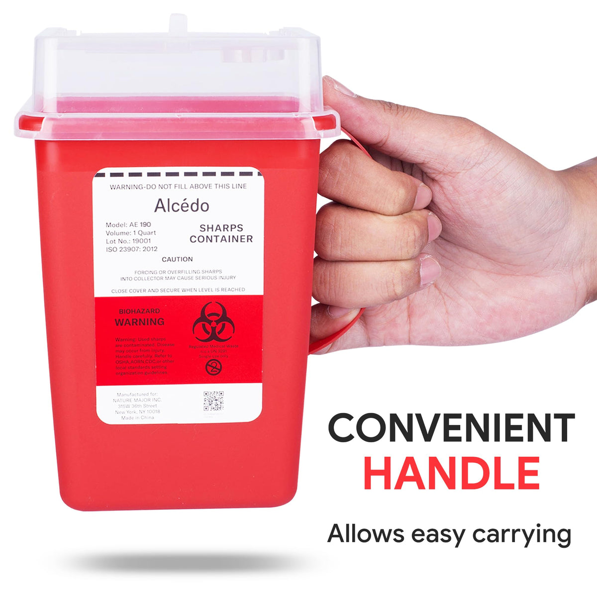 Alcedo Sharps Container 1 Quart (1-Pack) for Home Use & Travel Disposal