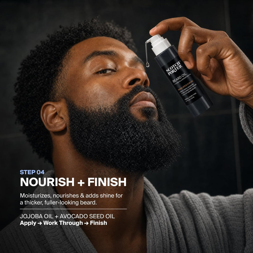 Scotch Porter Beard Kit – Beard Wash, Conditioner, Balm & Oil for Men