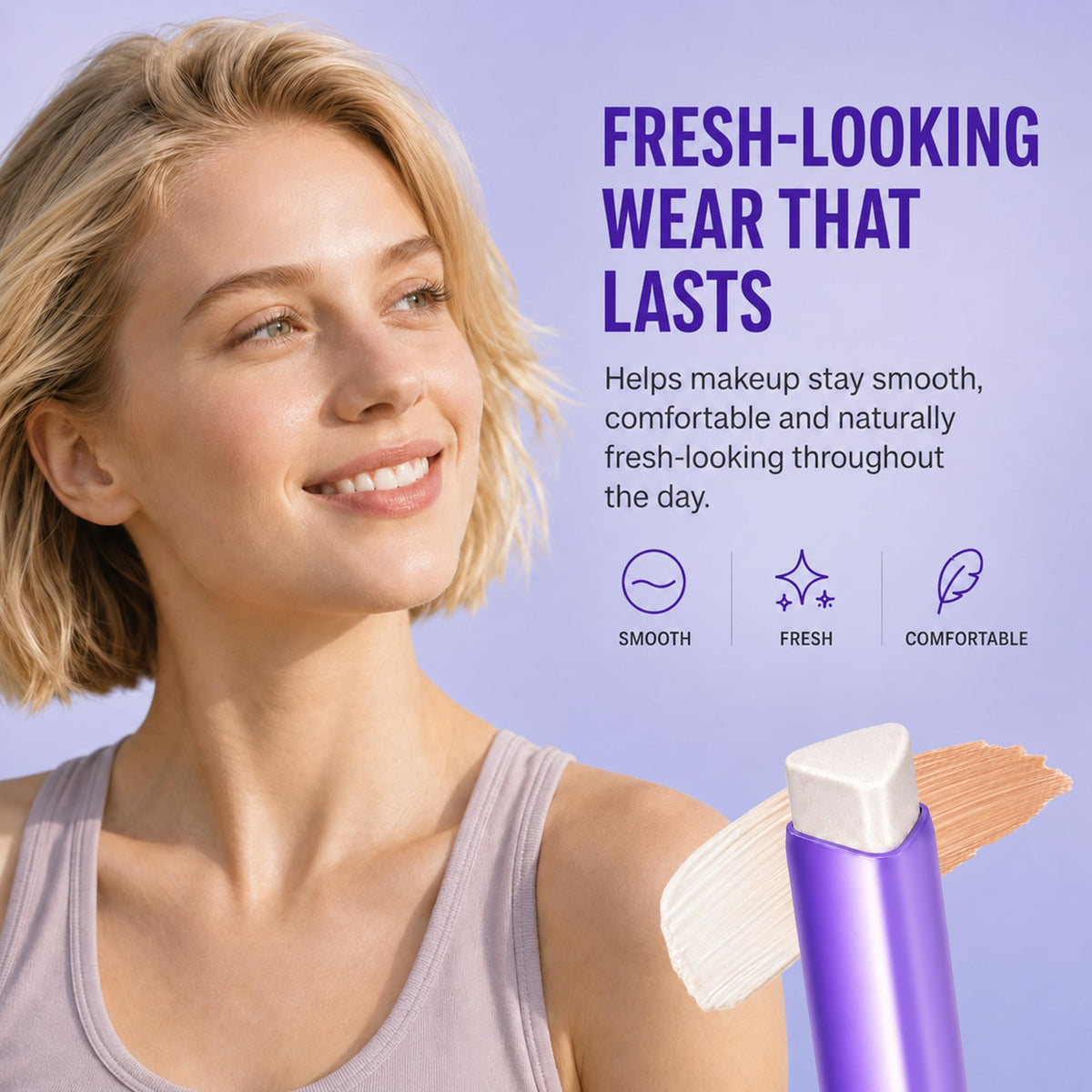 2Pcs Foundation Stick,2-in-1 Color Changing Foundation Stick with Brush – Natural Finish, Buildable Coverage, Moisturizing Long-Lasting Makeup for Mature Skin & All Types