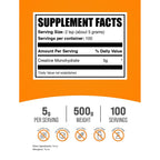 BulkSupplements.com Creatine Monohydrate Powder - Micronized Creatine Powder, Unflavored - Pure & Gluten Free, 5g per Serving, 500g (1.1 lbs) (Pack of 1)