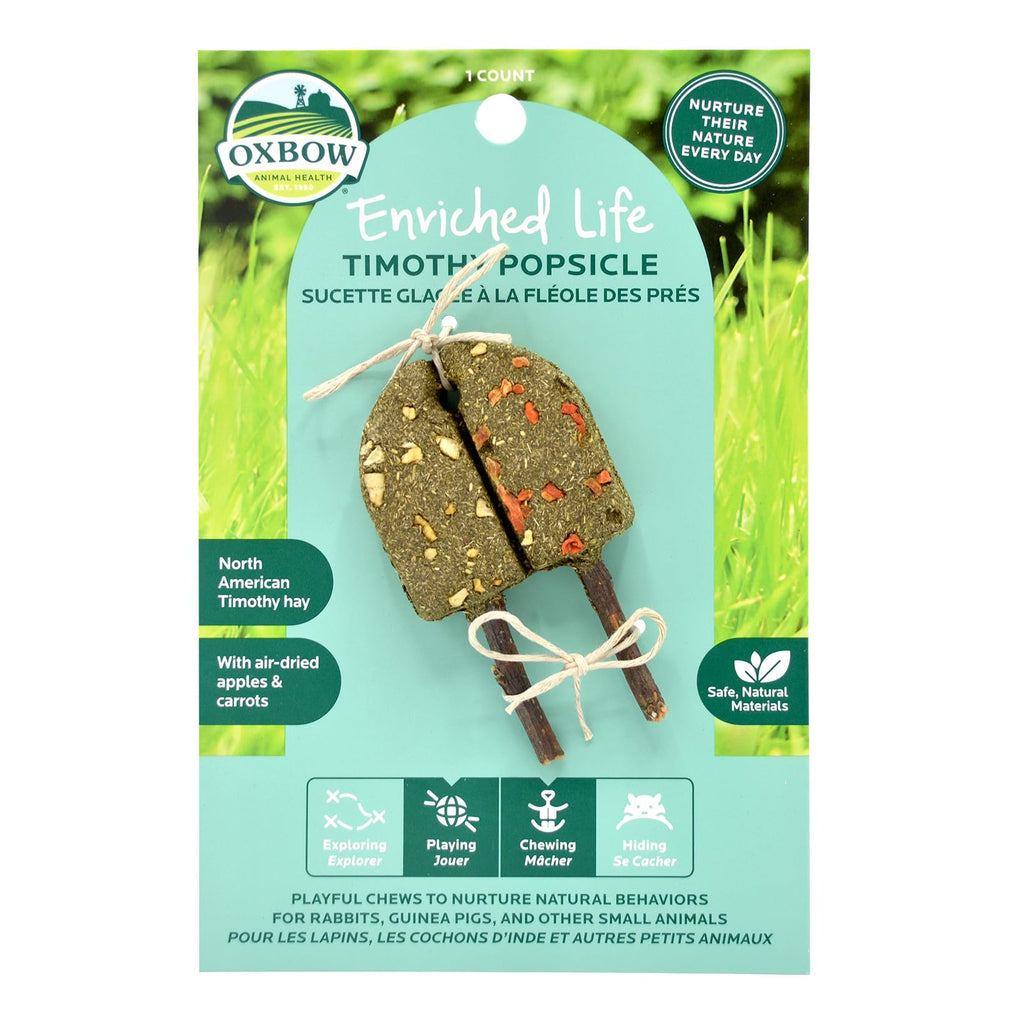Oxbow Timothy Hay Popsicle, Rabbit Toy & Guinea Pig Chew Toy, Apple Carrot