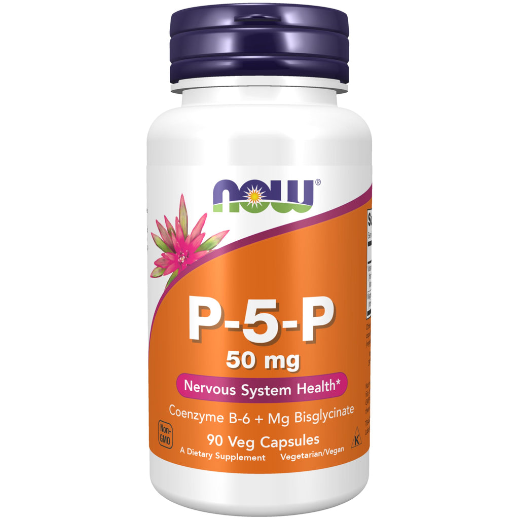 Buy now NOW Foods Supplements, P-5-P 50 mg with Coenzyme B-6 + Mg Bisglycinate, 90 Veg Capsules at indiglob india