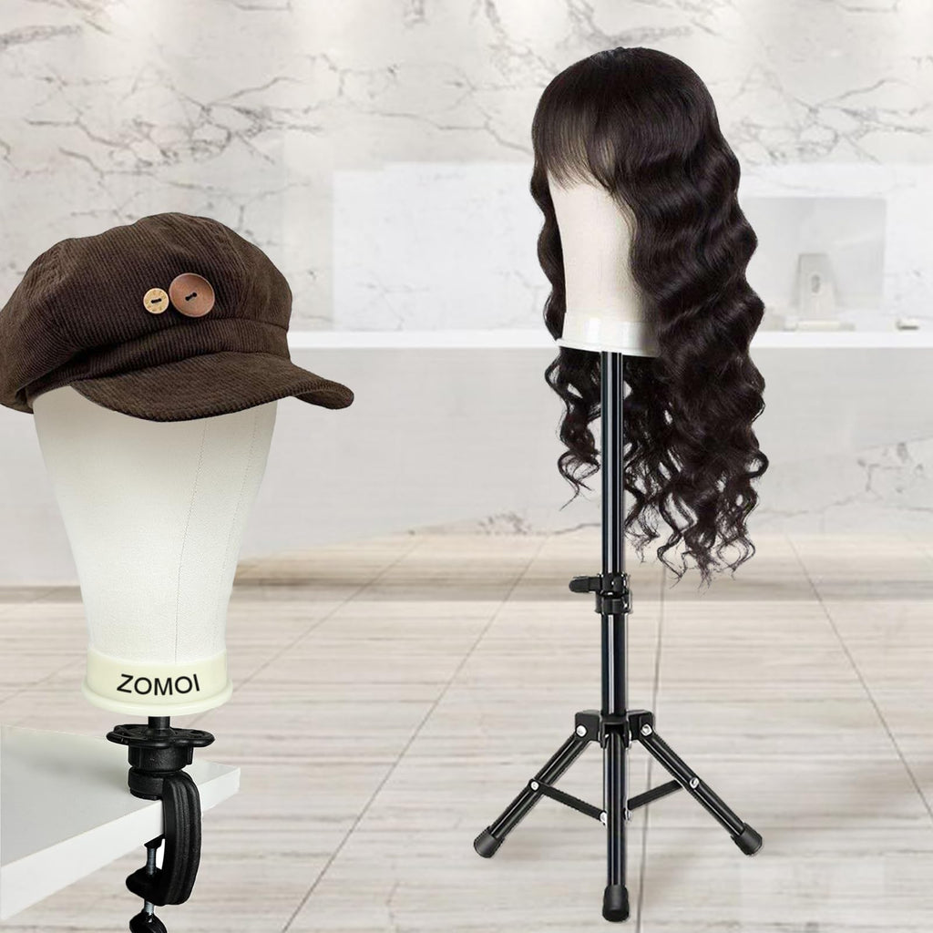Wig Head Stand Mannequin Head for Wigs with Wig caps T Pins C Bristle Brush