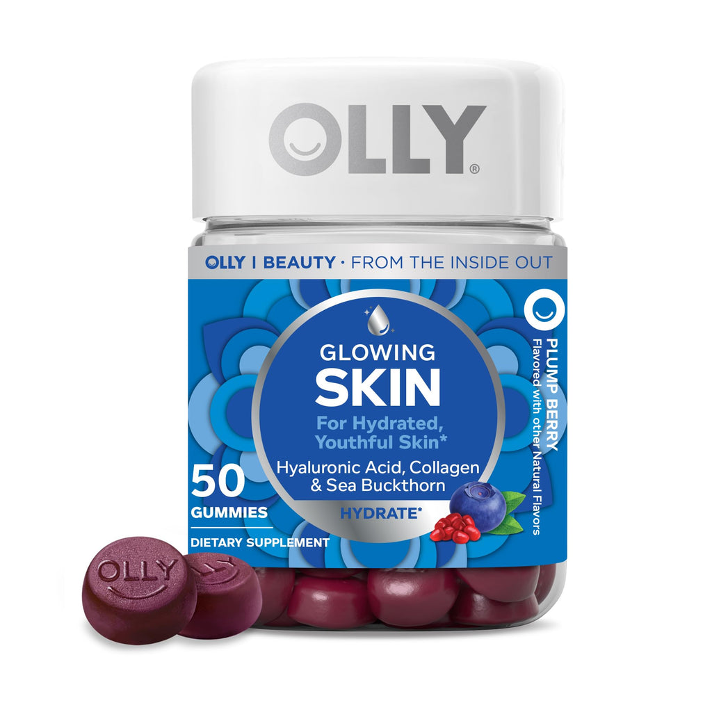 OLLY Glowing Skin, Hydrated & Youthful Skin*, Hyaluronic Acid - 50 Count