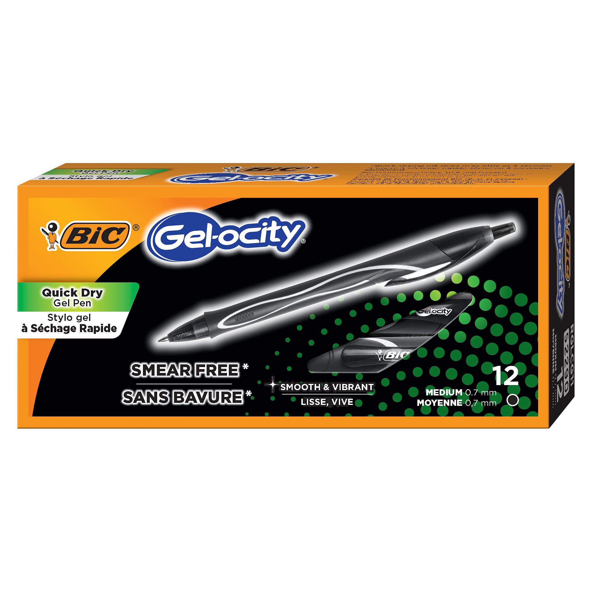 Buy now BIC Gelocity Quick Dry Blue Gel Pens, Medium Point (0.7mm), 12-Count Pack, Retractable Gel Pens With Comfortable Full Grip 12 Count (Pack of 18) Black at indiglob india