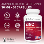 Dr. Berg Zinc 30 mg (60 Capsules) – High Potency 7-in-1 Immune Support Formula – Chelated Zinc with Vitamin D & Selenium for Healthy Skin, Hair & Daily Wellness – No Fillers, 4X Tested*
