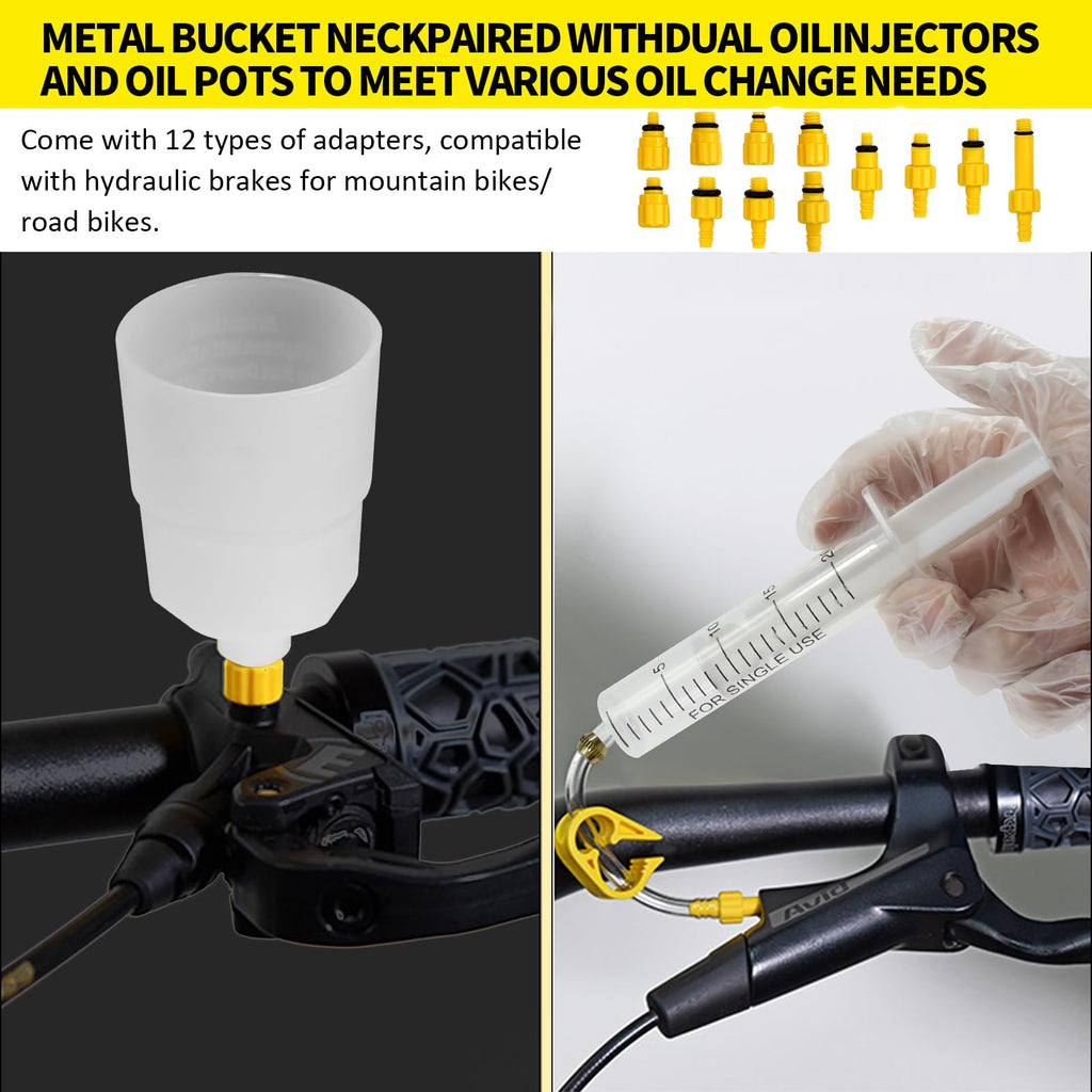 Brake Bleed Kit for Shimano, TEKTRO, TRP Hydraulic Disc Brakes, Brake Fluid Bleeder Kit with180ML Mineral Oil Brake Fluid for MTB/Road Bike Brake