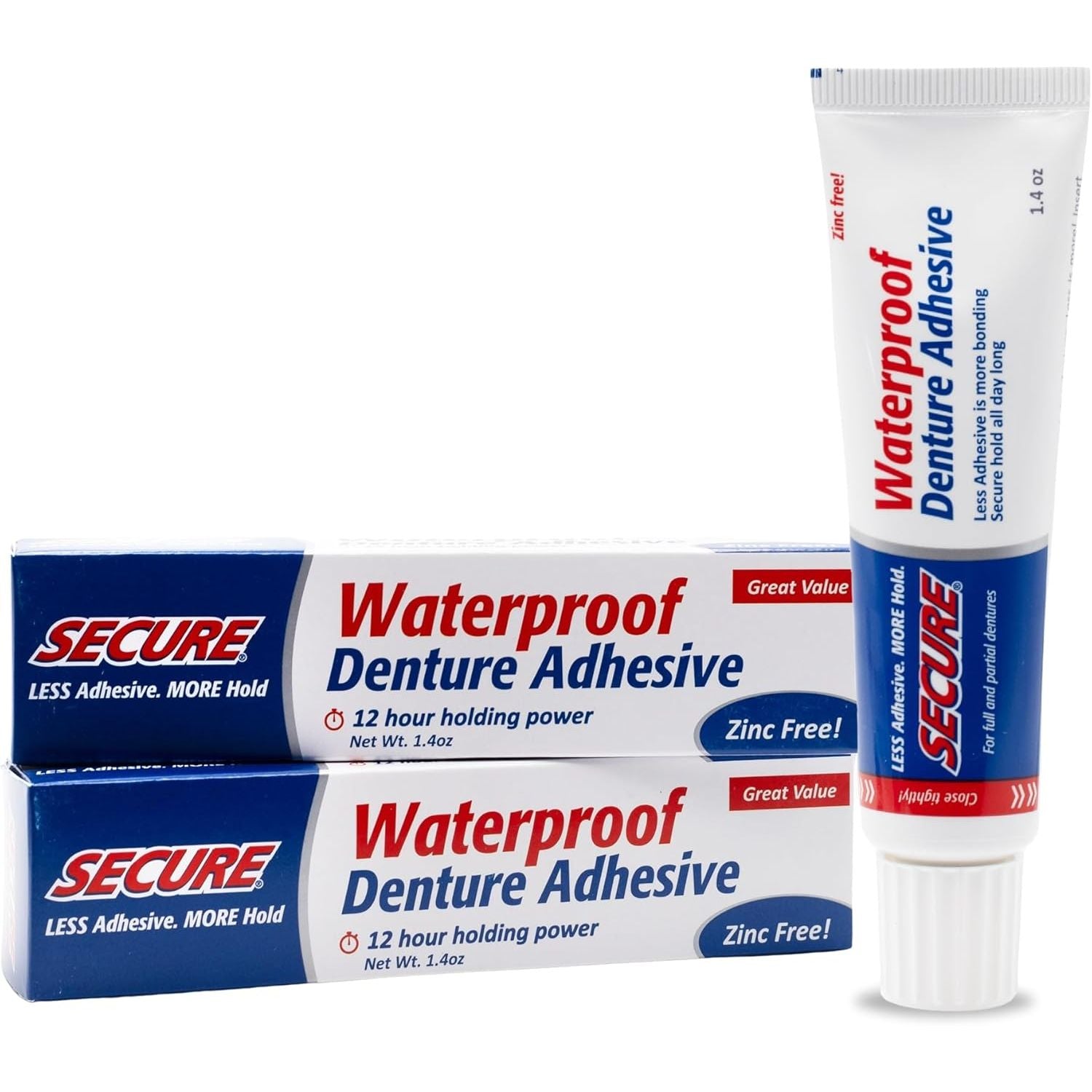 Buy now Secure Waterproof Denture Adhesive - Zinc Free - Extra Strong Hold For Upper, Lower or Partials - 1.4 oz Regular 2 at indiglob india
