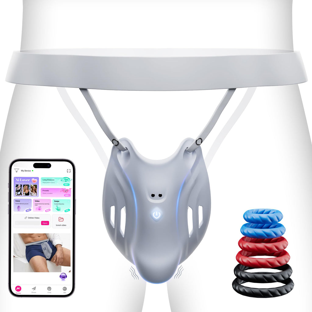 Male Masturbator Sex Toys for Men - Wearable Penis Training Vibrator with 9 Speeds & AI Smart APP Control, Vibrating Male Sex Toys Strokers Glans Trainer for Hands Free, Adult Toys & Games
