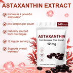 Astaxanthin 12mg Antioxidant Supplements, 240 Softgels