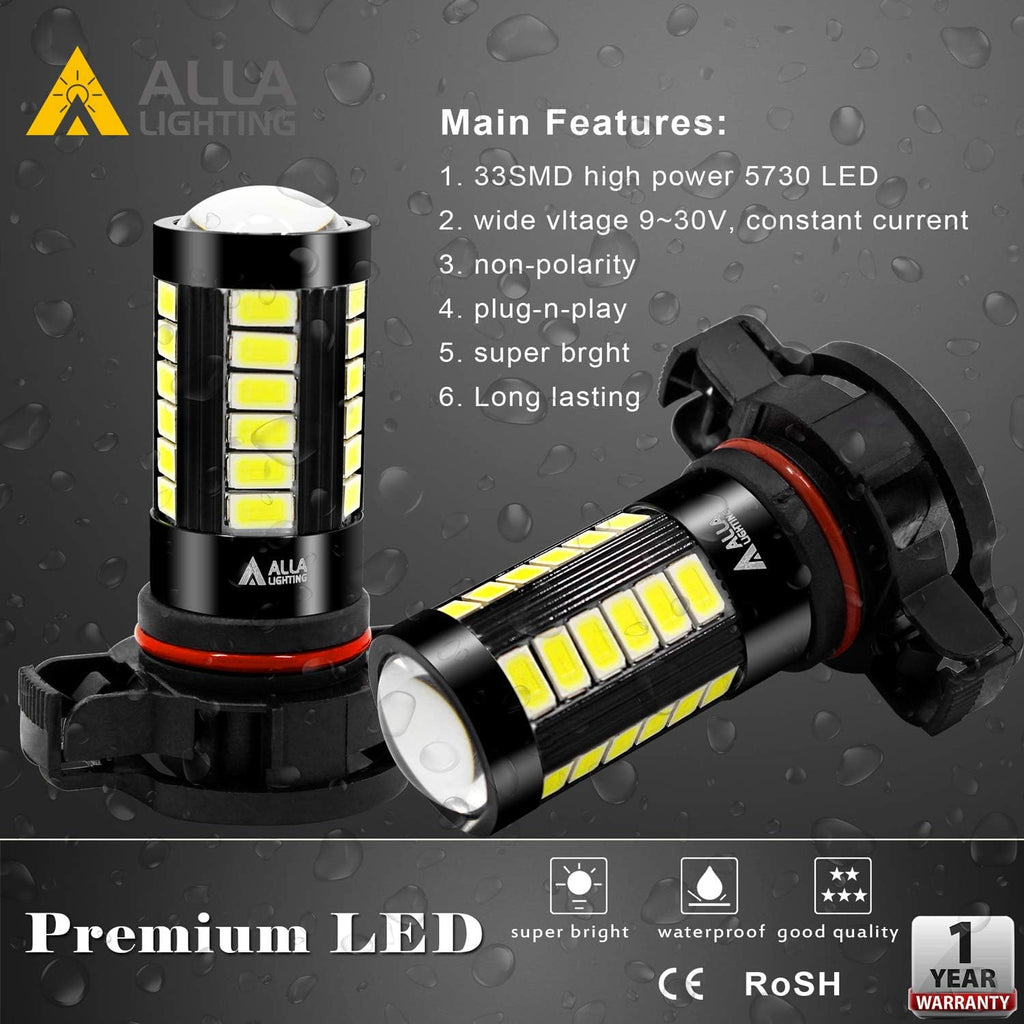 Buy now Alla Lighting Super Bright PSX24W 2504 LED Fog Light Bulbs, 6000K Xenon White 2800Lms 12276 Auto 12V Fog Lamps Replacement 5730 33-SMD LEDs at indiglob india