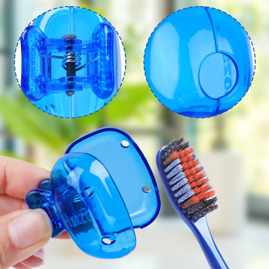 Hxezoc 12 Pack Toothbrush Covers Toothbrush Holders Travel Toothbrush Protector Cap Plastic Protective Portable Clip for Bathroom, Household Travel, Camping, School, Business