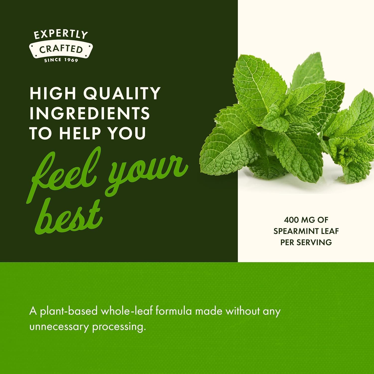 Swanson Spearmint Leaf Full Spectrum, 400 mg, 60 Capsules | For Digestive-Comfort-Seeking Adults, 400 mg Mentha Spicata, a Time-Honored Herb for Digestive Health