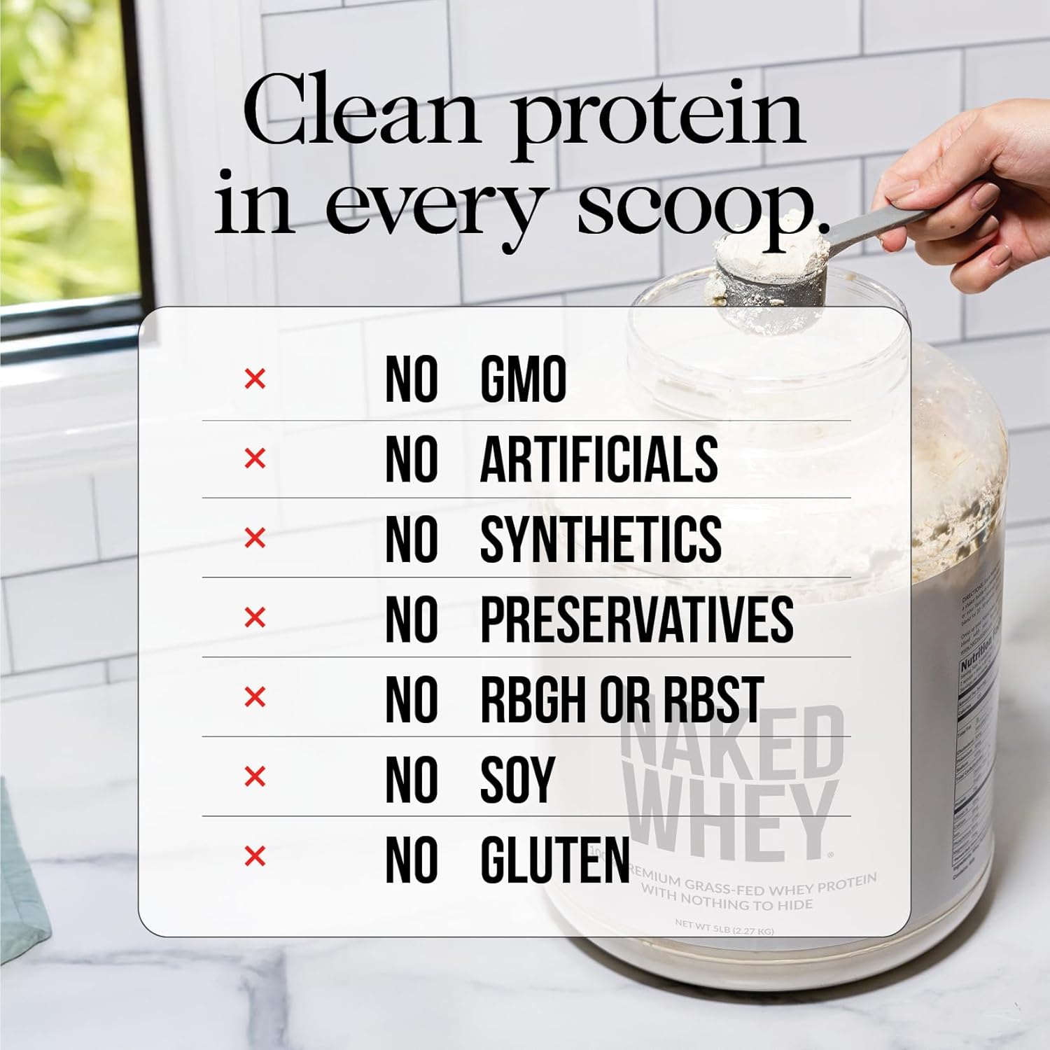 Buy now NAKED Whey 2LB 100% Grass Fed Whey Protein Powder - Only 1 Ingredient, Unflavored Whey Protein, Undenatured, Gluten Free, Soy Free, No GMOs, No Preservatives at indiglob india