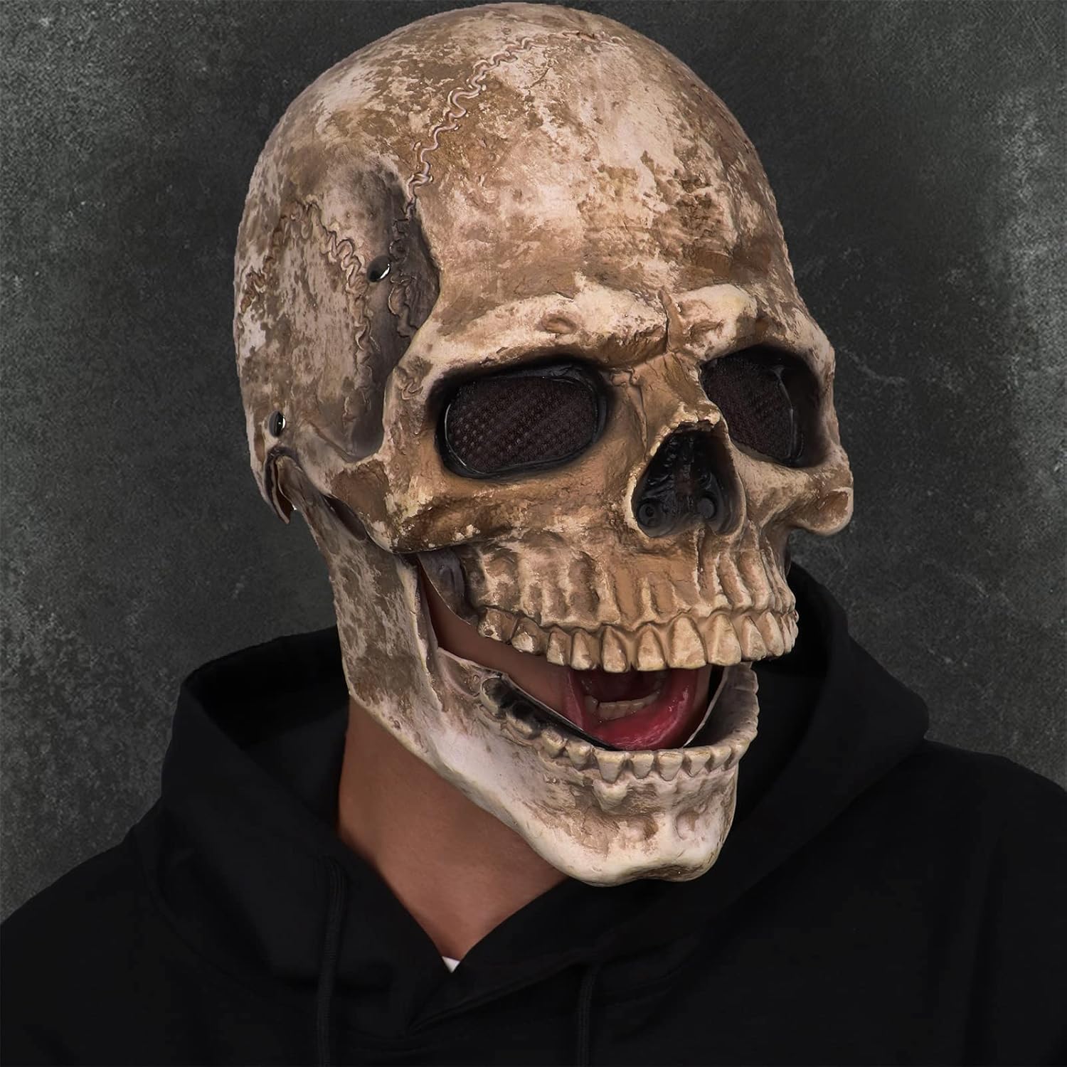 Buy now CosTribe Creepy Full Head Skull Mask with Moving Jaw Halloween Scary Latex Helmet for Cosplay Party Props at indiglob india