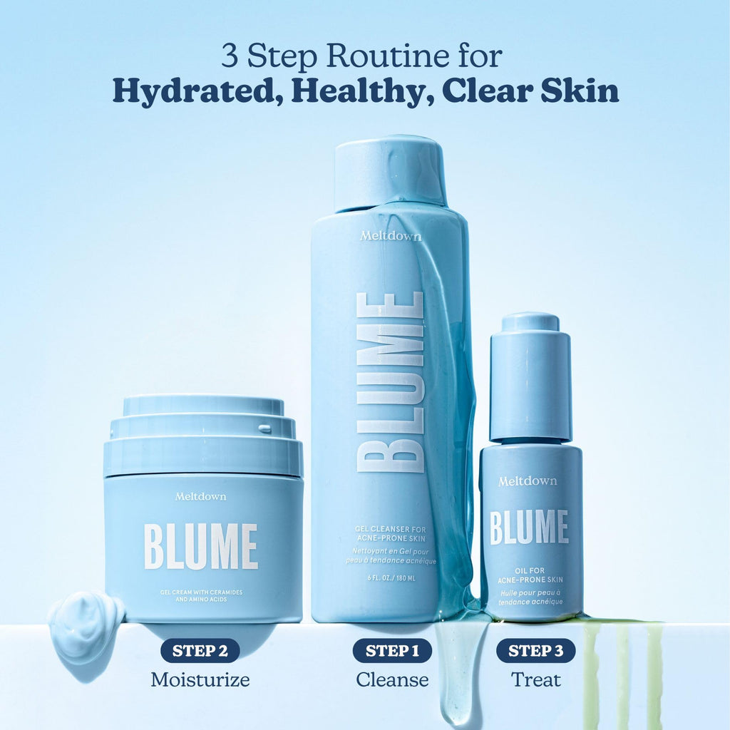 Blume Meltdown Gel Face Moisturizer for Acne Prone Skin - Oil Free Facial Moisturizer with Niacinamide & Centella to Even Skin Tone - 72-Hour Hydration Face Cream with Ceramides & Squalane (1.7 oz)