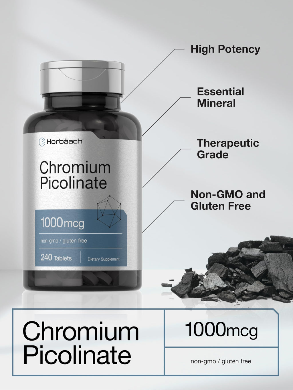 Horbäach Chromium Picolinate 1000mcg | 240 Tablets