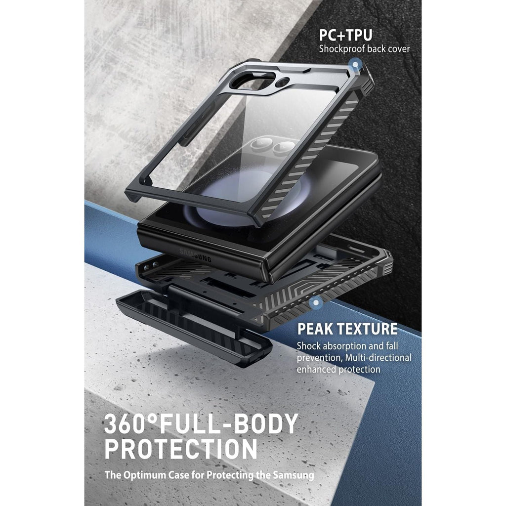 Buy now i-Blason for Samsung Galaxy Z Flip 5 Case with Stand, [Built-in Screen Protector] [Hinge Protection], Full-Body Protection Magnetic Phone Case for Galaxy Z Flip 5, Black at indiglob india