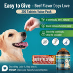 Flea and Tick Prevention for Dogs Chewable, 200 Soft Treats Beef Flavor