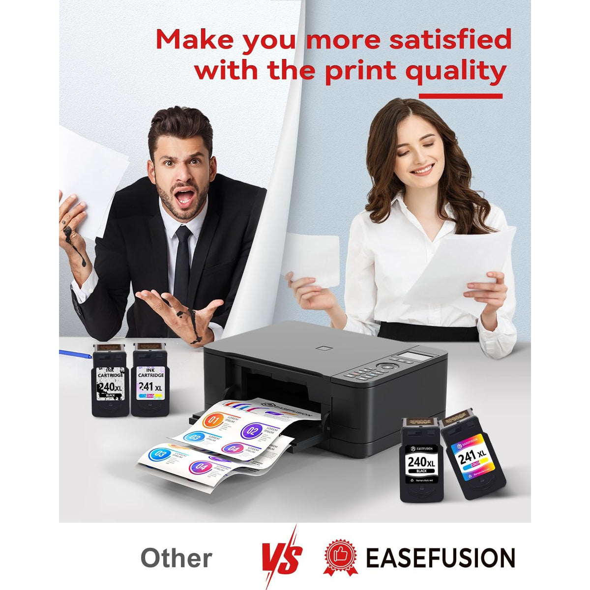 EaseFusion 240XL 241XL Combo Pack Replacement for Canon Printer Ink 240 241