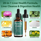 Purelia Liver Restore Drops – Complete Liver Detox Support Supplement with Milk Thistle, Dandelion & L-Glutathione for Liver Cleanse & Digestion Aid Health, 2 Fl Oz (1)
