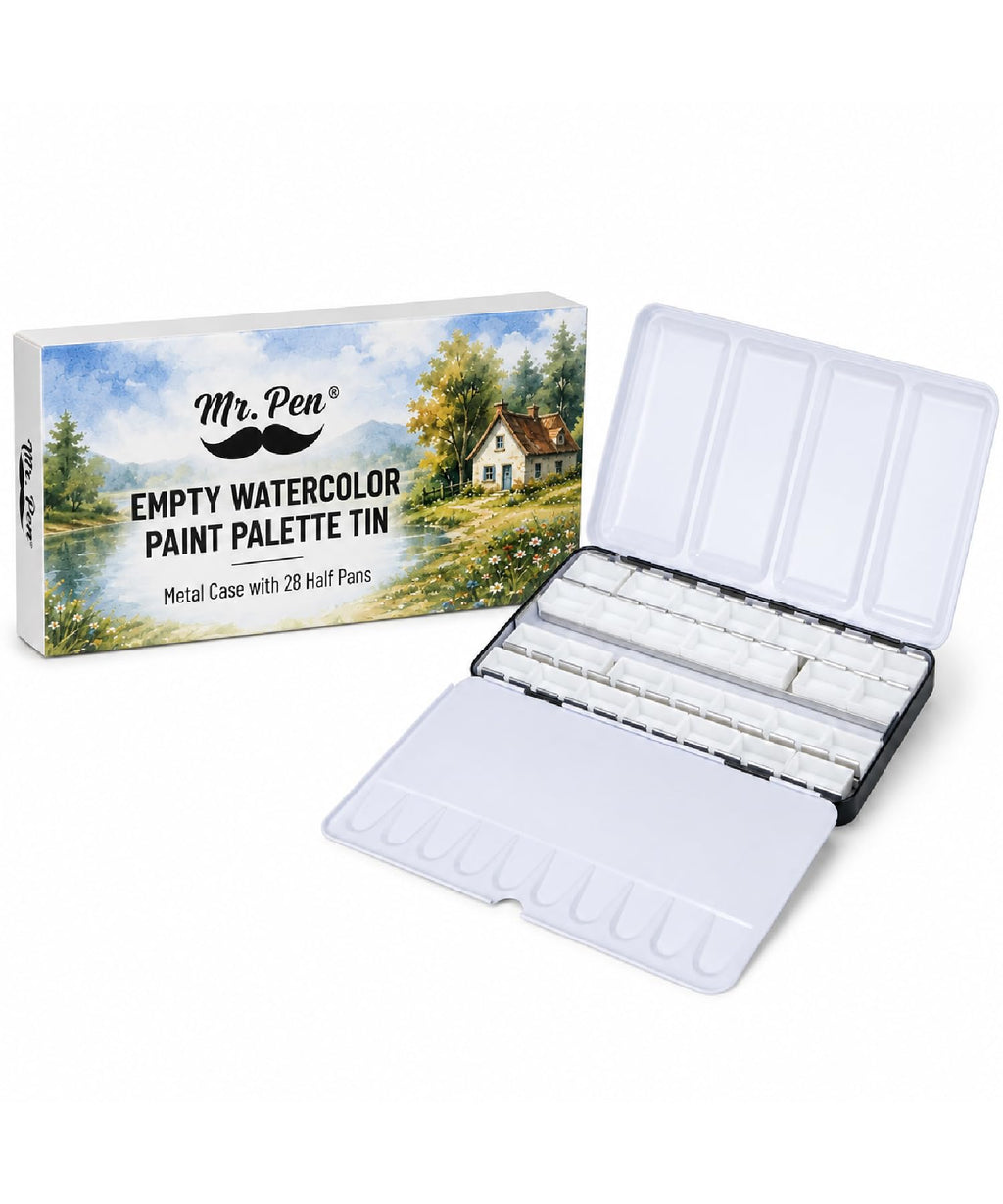 Mr. Pen- Empty Watercolor Paint Palette Tin, Metal Case with 28 Half Pans