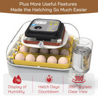 MATICOOPX 20 Egg Incubator with Humidity Display, Egg Candler, Automatic Egg Turner, for Hatching Chickens