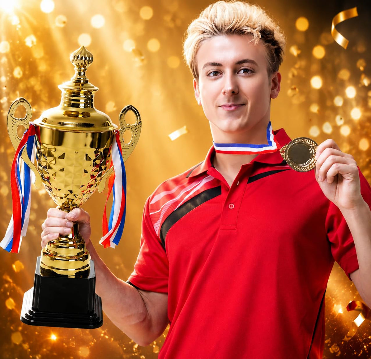 Fasmov Large Trophy Cup, Gold Trophy Award Cup for Sports, Tournaments, Competitions, 1st Place Award, Ceremony Celebration Party Gift, 14.5 inches