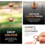 Buy now Copper Rain Chain – Decorative Chimes & Cups Replace Gutter Downspout & Divert Water Away from Home for Stunning Fountain Display – 8.5’ Long for Universal Fit – Flower Style at indiglob india