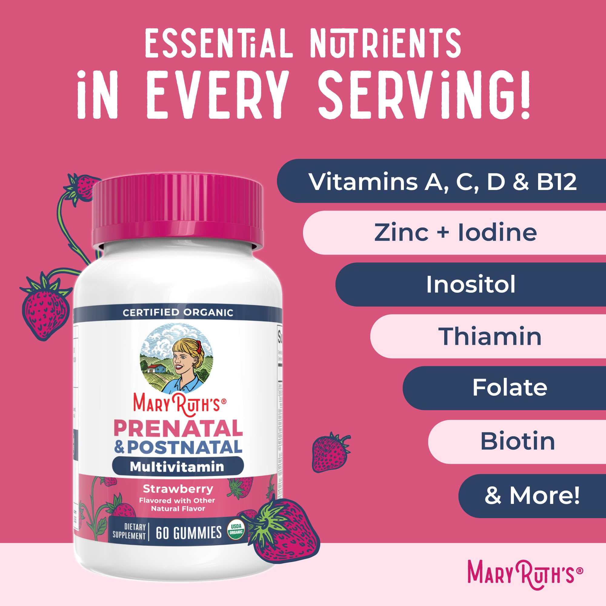 MARYRUTH'S Organic Prenatal Vitamins for Women Gummies, 30 Servings | 30 servings