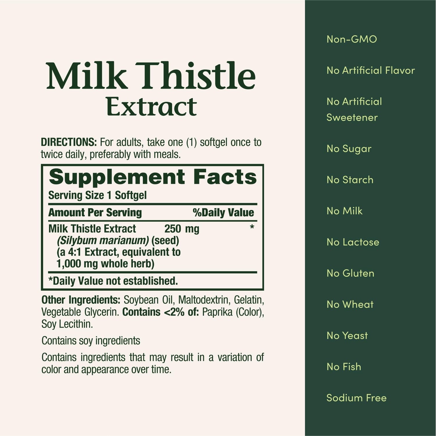 Nature's Bounty Milk Thistle 1000mg, Rapid Release Softgels, 50 Count