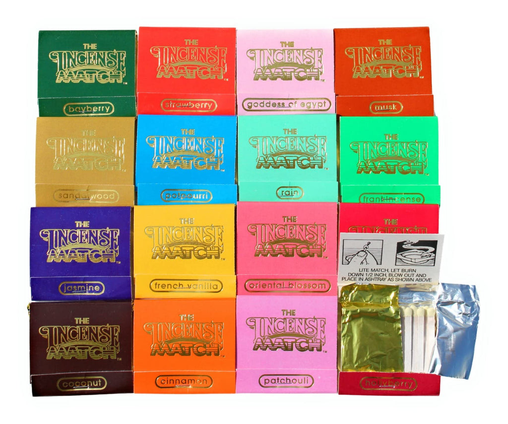 16 Pack Incense Matches: Variety Pack - Scented Bathroom Matches - Eliminates Bathroom Odors - Pleasant Incense - 30 Strikes per Matchbook, 480 Strikes per Purchase -Stocking Stuffer- Unique Gift